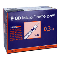 BD Micro-fine+ Insulinspr.0,3 ml U100 0,3x8 mm