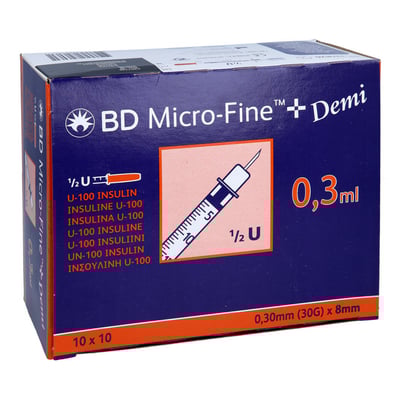 BD Micro-fine+ Insulinspr.0,3 ml U100 0,3x8 mm