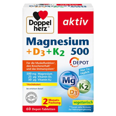 Doppelherz Magnesium 500 + D3 + K2 Depot