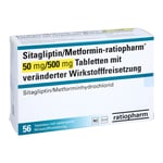 SITAGLIPTIN/Metformin-ratiopharm 50 mg/500 mg TVW Produktbild 1