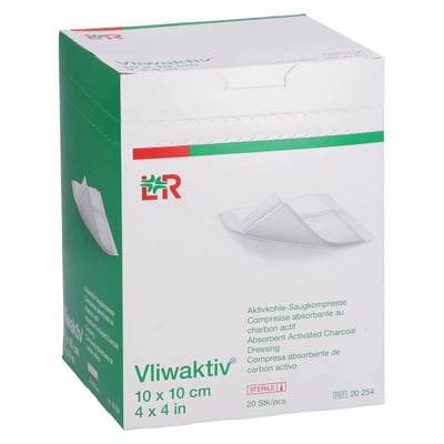 Vliwaktiv Aktivkohle-Saugkomp.steril 10x10 cm Kohlpharma