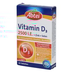 Abtei Vitamin D3 2500 I.E. Tabletten Titandioxidfr