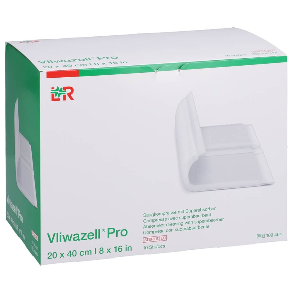 Vliwazell Pro superabsorb.Kompr.steril 20x40 cm