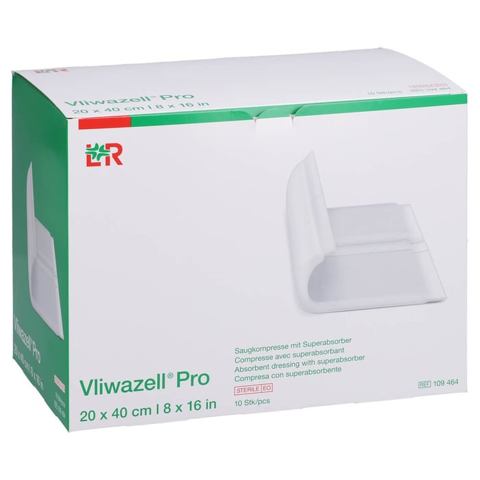 Vliwazell Pro superabsorb.Kompr.steril 20x40 cm