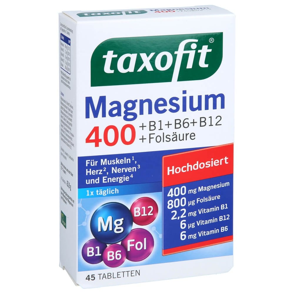 Taxofit Magnesium 400+B1+B6+B12+Folsäure Tabletten