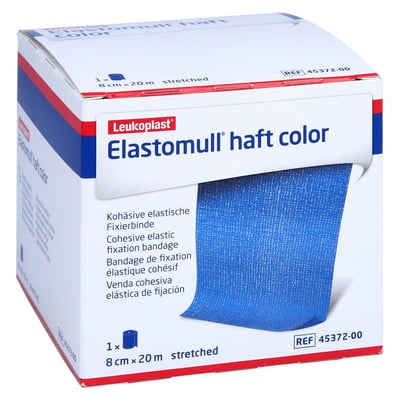 Elastomull haft color 8 cmx20 m Fixierbinde blau B2B Medical Produktbild 1