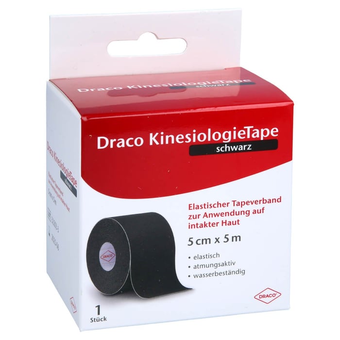 Draco KinesiologieTape schwarz 5 cm x 5 m