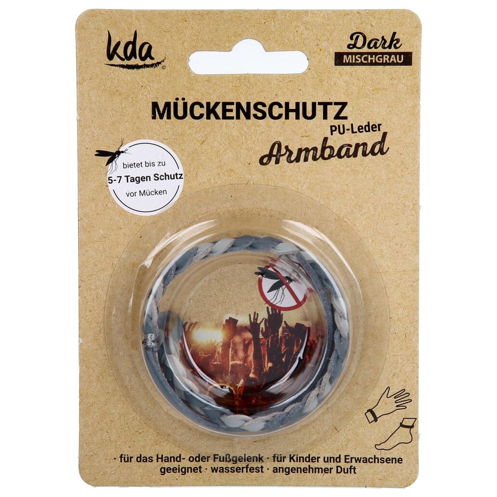 Mückenschutz Armband PU-Leder -mischgrau- KDA