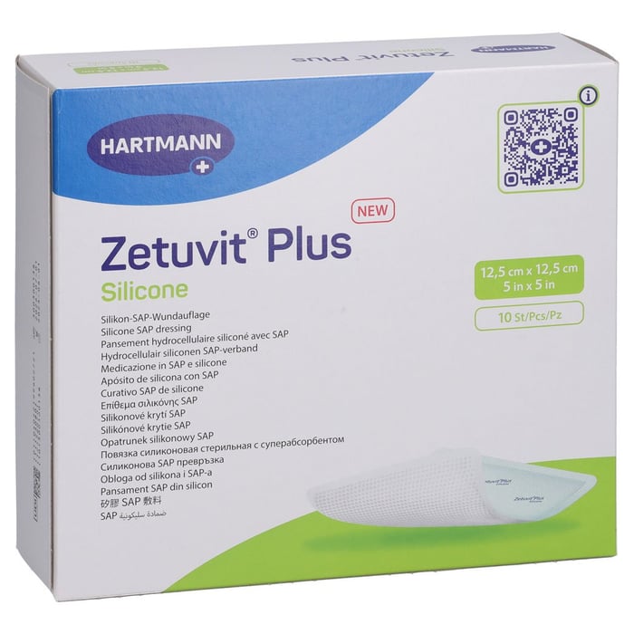 Zetuvit Plus Silicone steril 12.5x12.5 cm
