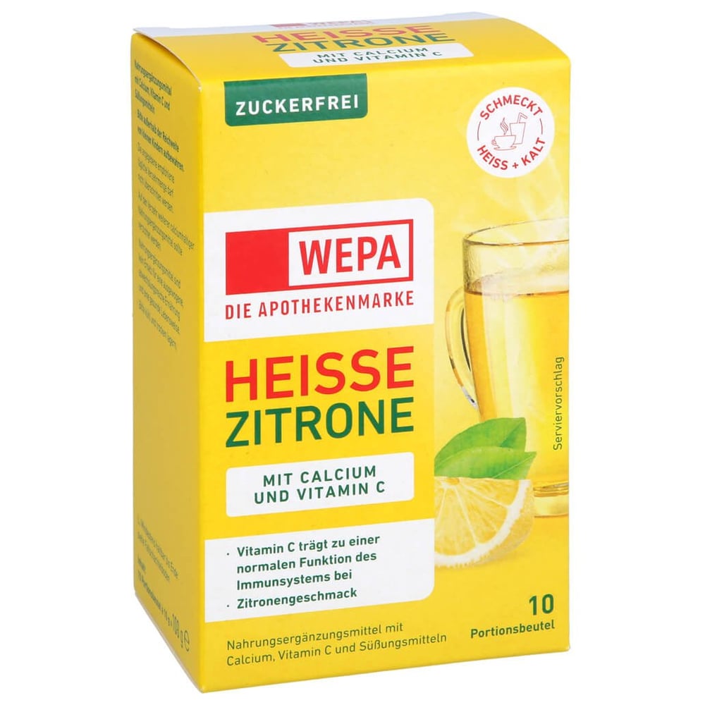 Wepa heiße Zitrone+Vit.C+Calcium zuckerfrei Pulver