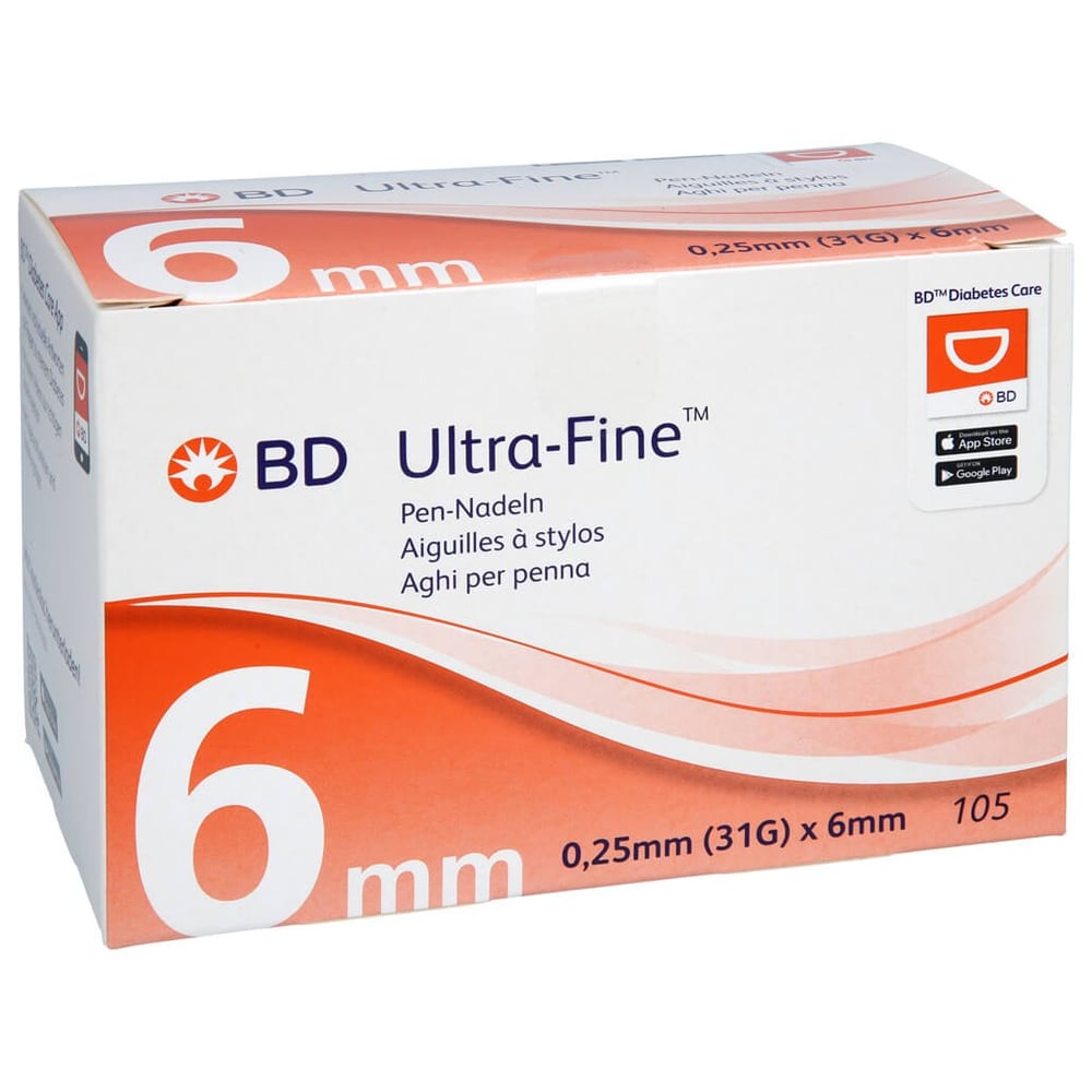 BD Ultra-fine Pen-Nadeln 6 mm 31 G 0,25 mm
