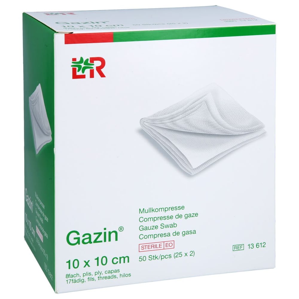 Gazin Mullkomp.10x10 cm steril 8fach