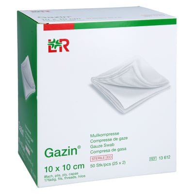 Gazin Mullkompresse 10x10 cm steril 8fach Eurimpharm Produktbild 1