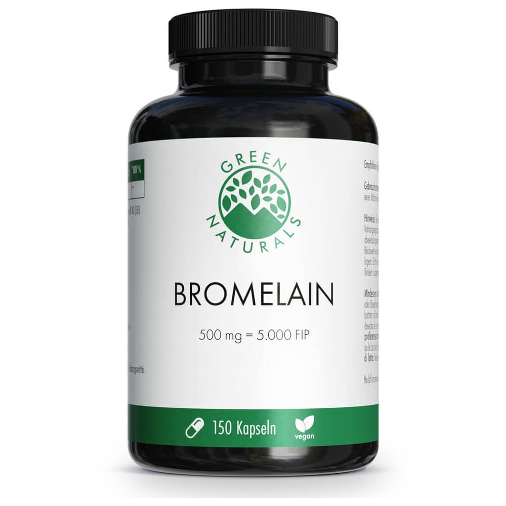 Green Naturals Bromelain 500 mg vegan mit 5000 Fip