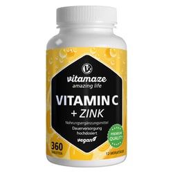 Vitamin C 1000 mg hochdosiert + Zink vegan