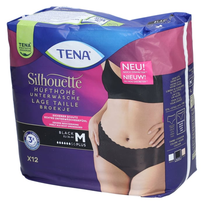 TENA Silhouette Plus Black M Inkontinenz Pants