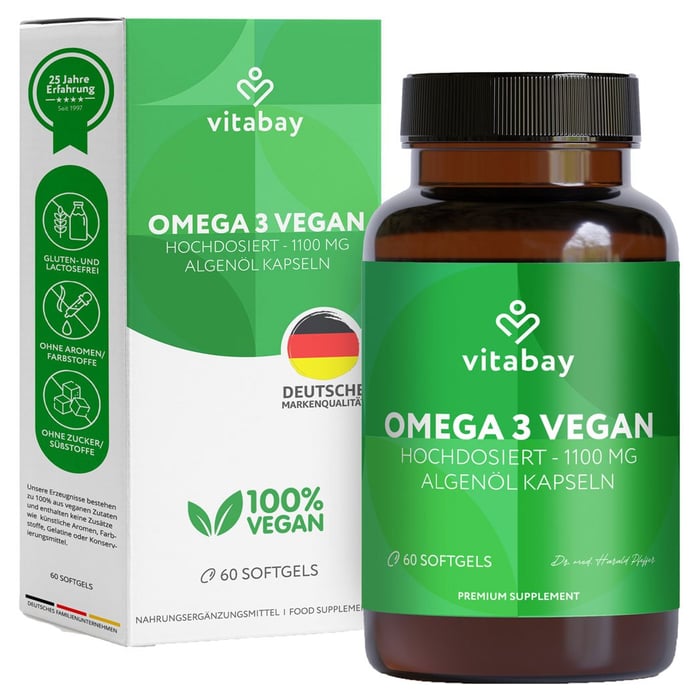 OMEGA-3 1100 mg vegan 600mg DHA+300mg EPA Weichk.