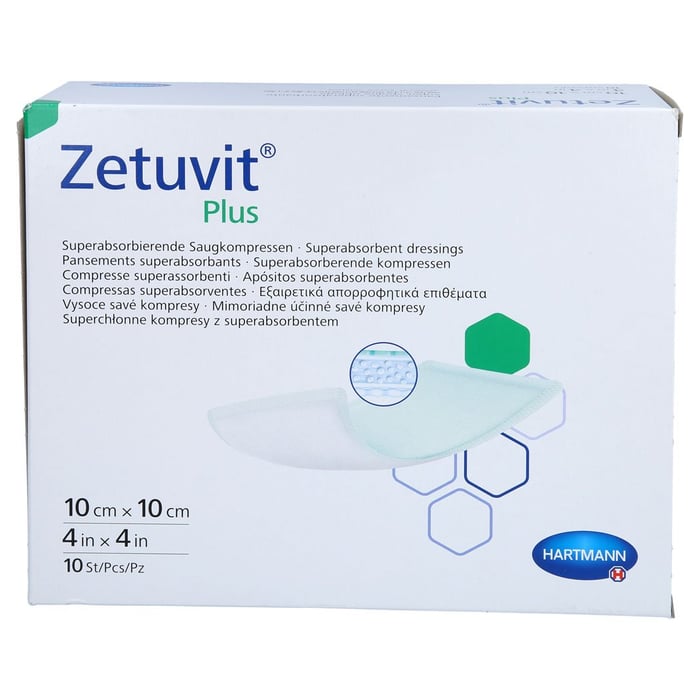 Zetuvit Plus extrastarke Saugkompr.steril 10x10 cm