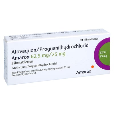 Atovaquon/Proguanilhydrochlorid Amarox 62,5 mg/25 mg