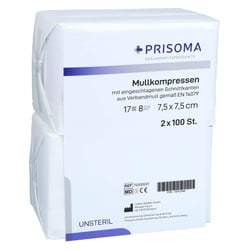 Mullkompresse Prisoma unsteril 7.5x7.5 cm 8-fach