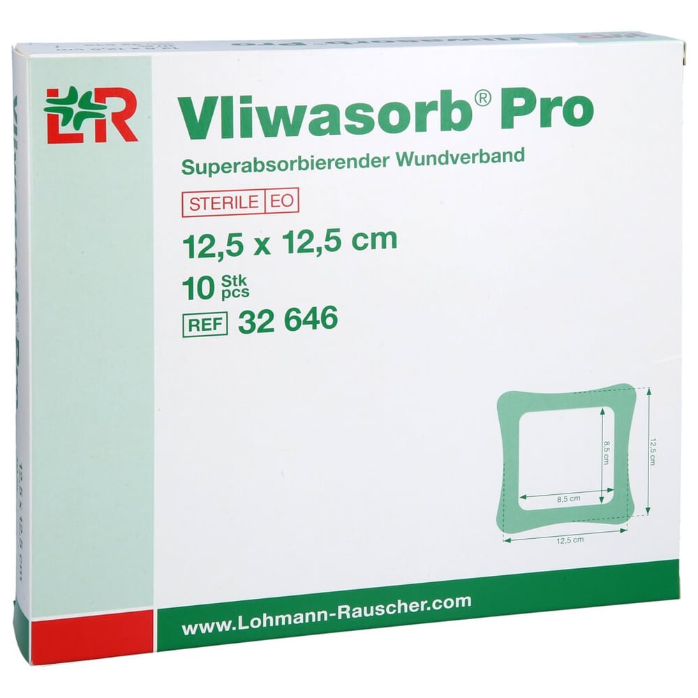 Vliwasorb Pro superabsorb.Komp.steril 12,5x12,5 cm