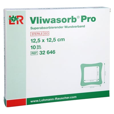 Vliwasorb Pro superabsorb.Komp.steril 12,5x12,5 cm