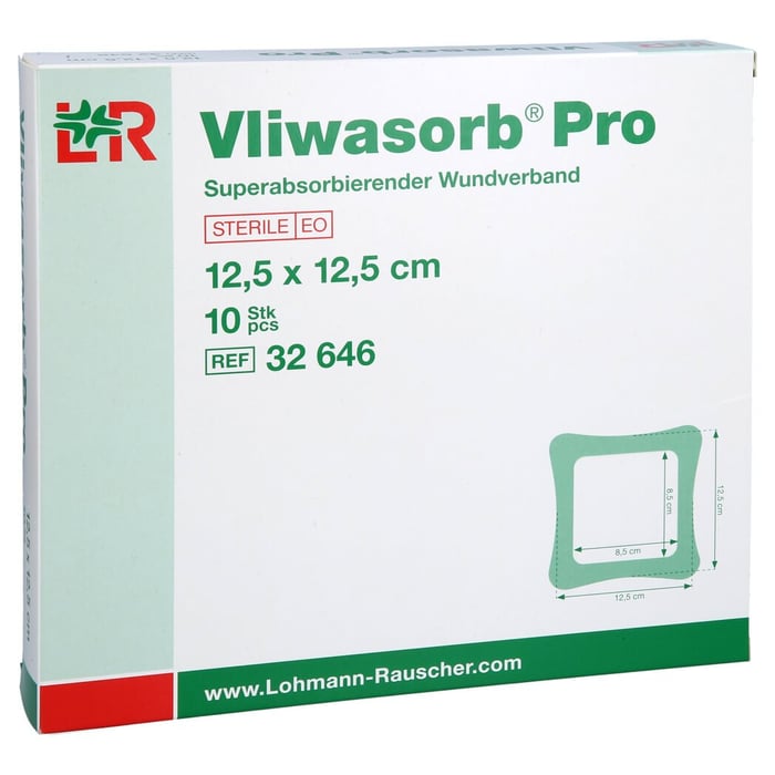 Vliwasorb Pro superabsorb.Komp.steril 12,5x12,5 cm