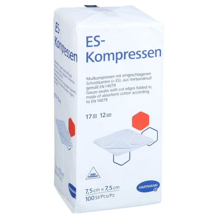 Es-kompressen unsteril 7,5x7,5 cm 12fach