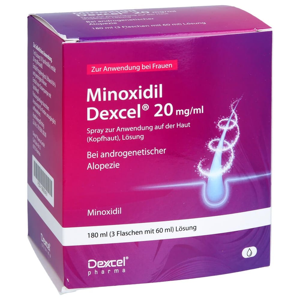 Minoxidil Dexcel 20 mg/ml zur Anwendung auf der Kopfhaut Frauen