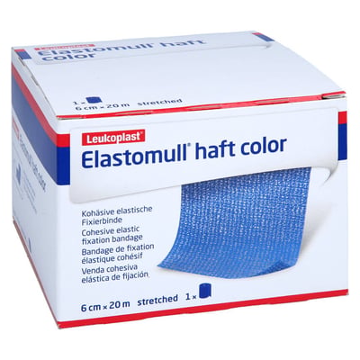 Elastomull haft color 6 cmx20 m Fixierbinde blau Tora Pharma Produktbild 1