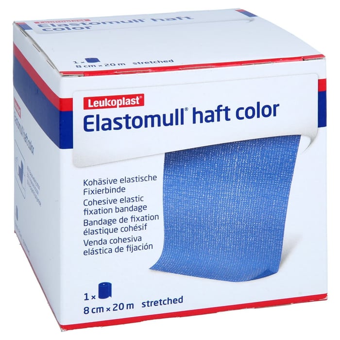 Elastomull haft color 8 cmx20 m Fixierb.blau