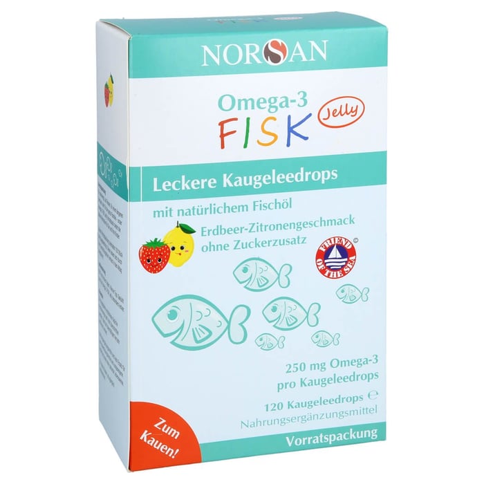 Norsan Omega-3 Fisk Jelly f.Kinder Drag.Vorratspa.