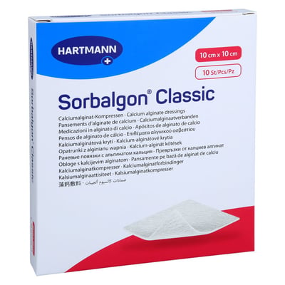 Sorbalgon Classic 10x10 cm Calciumalginat-Kompresse ACA Müller/ADAG Pharma Produktbild 1