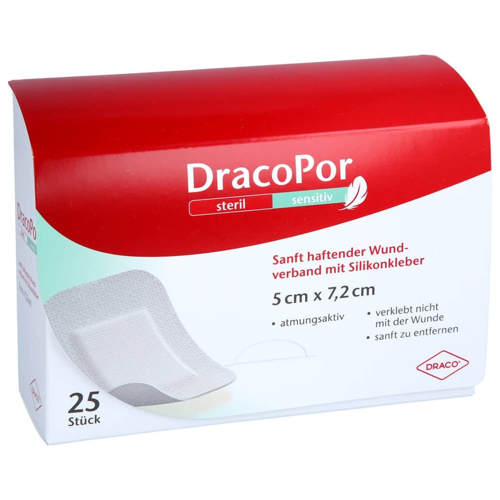 Dracopor sensitiv 5x7,2 cm steril m.Silikonkleber