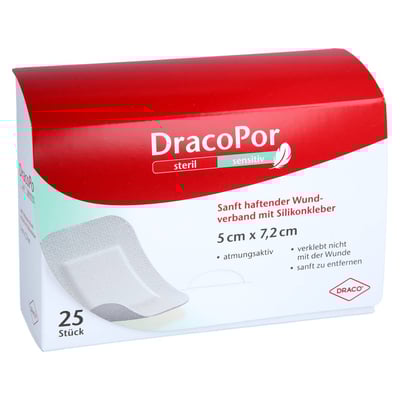 Dracopor sensitiv 5x7,2 cm steril m.Silikonkleber