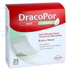 Dracopor sensitiv 8x10 cm steril m.Silikonkleber