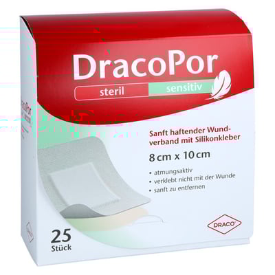 Dracopor sensitiv 8x10 cm steril m.Silikonkleber