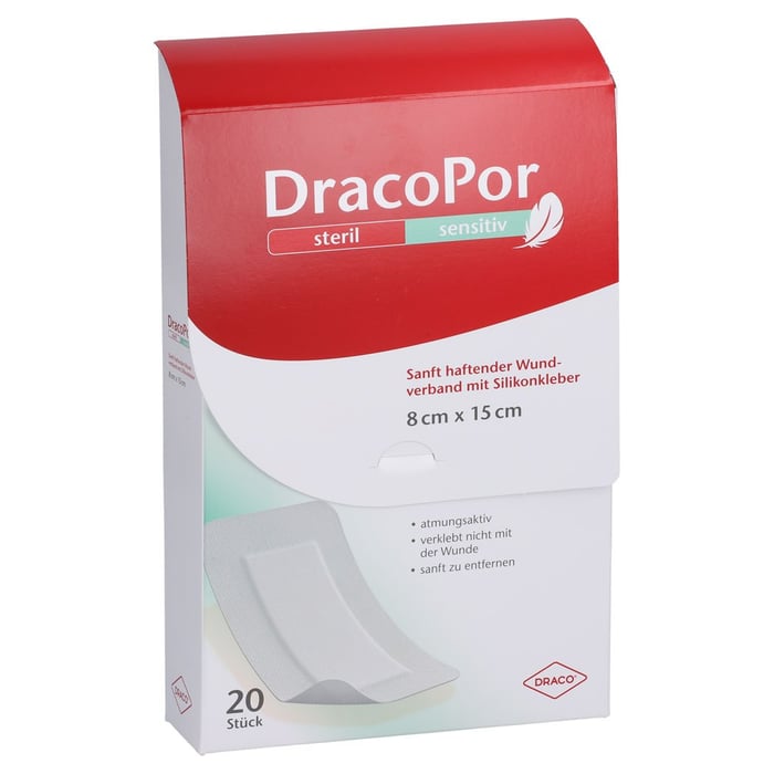 Dracopor sensitiv 8x15 cm steril m.Silikonkleber