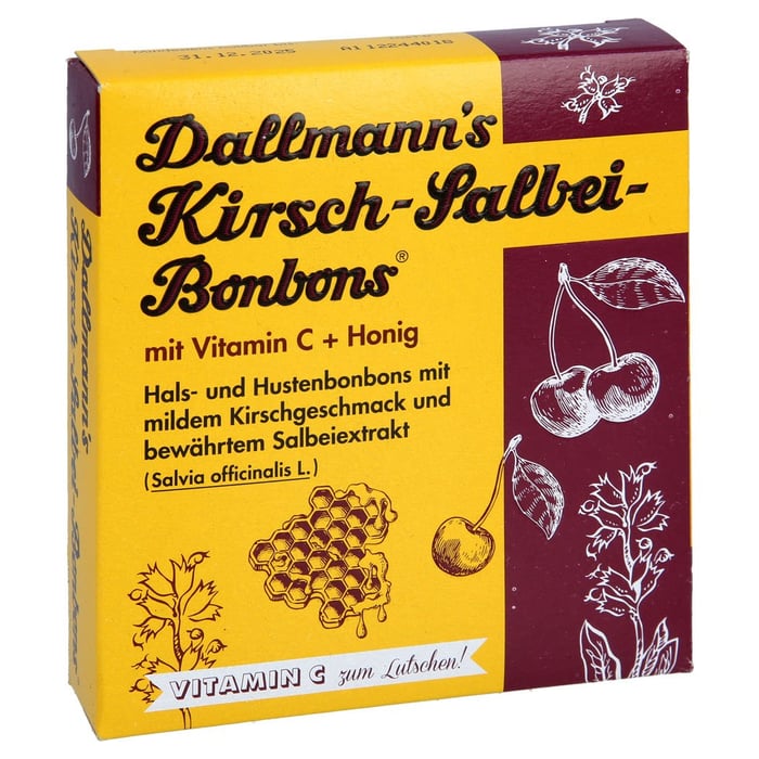 Dallmanns Kirsch Salbei Bonbons m.Vitamin C+ Honig
