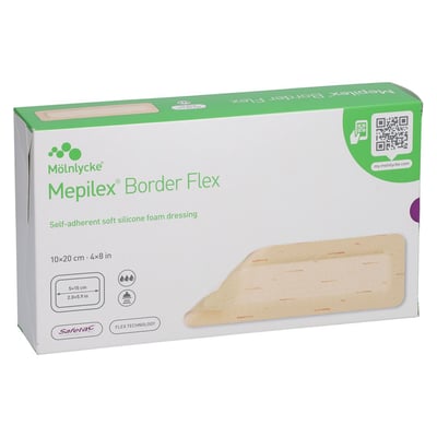 Mepilex Border Flex Schaumverband haftend 10x20 cm ster. Produktbild 1