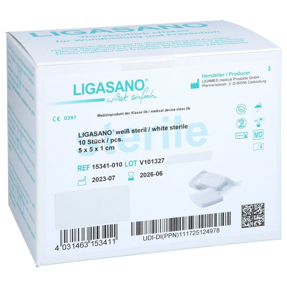 Ligasano weiß Verband 1x5x5 cm steril