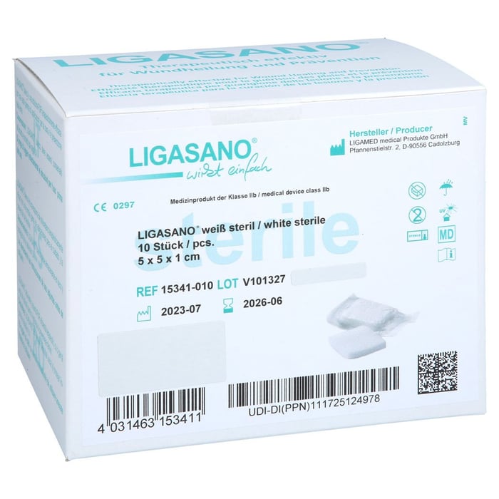 Ligasano weiß Verband 1x5x5 cm steril