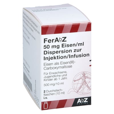 FERABZ 50 mg Eisen/ml Dispers.z.Inj.-/Inf.500mg