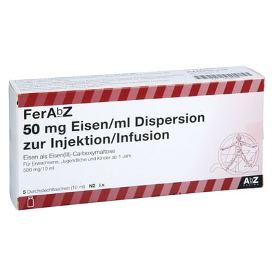 FERABZ 50 mg Eisen/ml Dispers.z.Inj.-/Inf.500mg