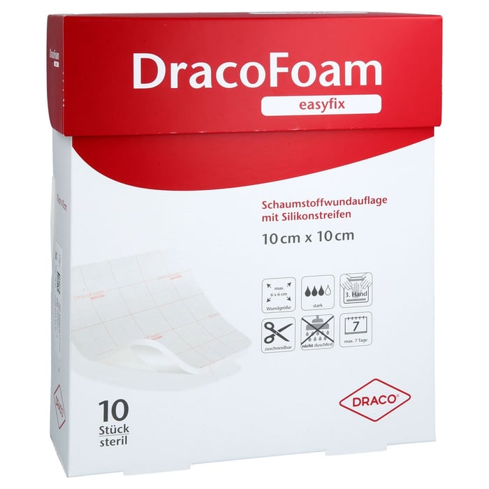 DRACOFOAM easyfix Schaumstoff Wundauflage 10x10 cm
