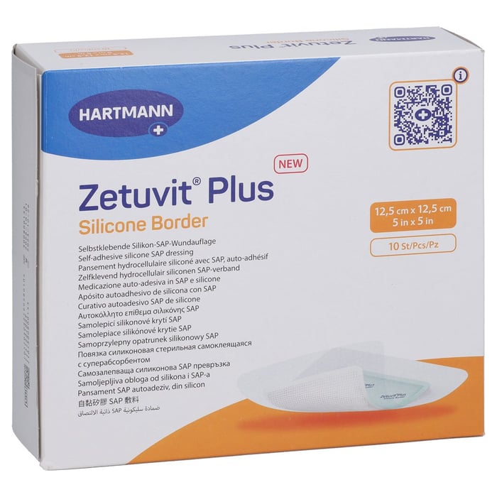 Zetuvit Plus Silicone Border steril 12,5x12,5 cm