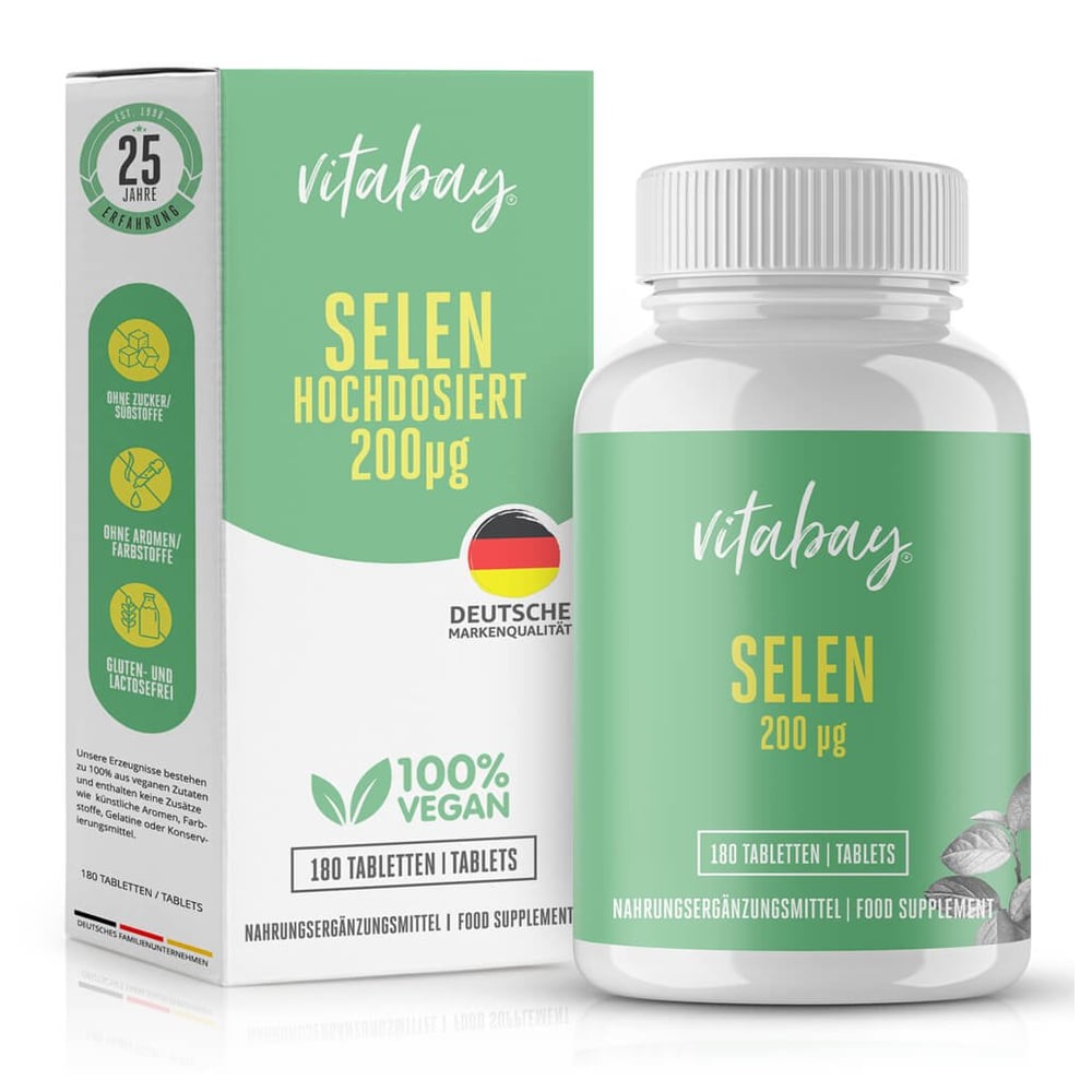 Selen 200 mcg hochdosiert + vegan