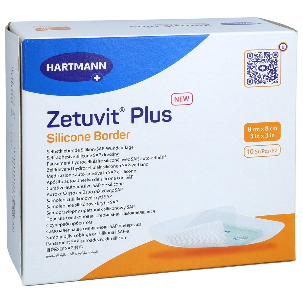 Zetuvit Plus Silicone Border steril 8x8 cm