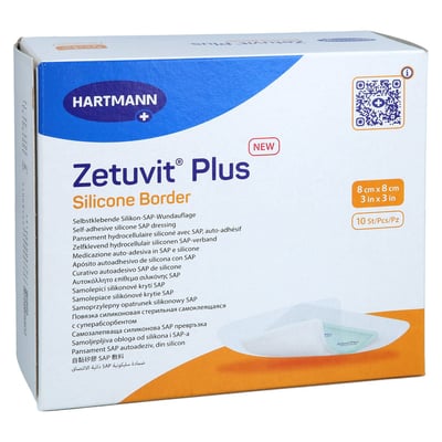 Zetuvit Plus Silicone Border steril 8x8 cm