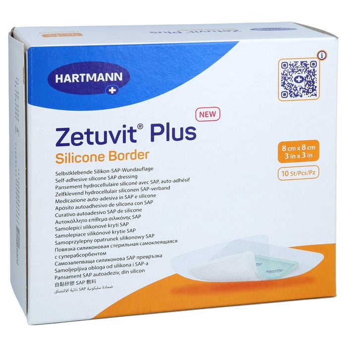 Zetuvit Plus Silicone Border steril 8x8 cm